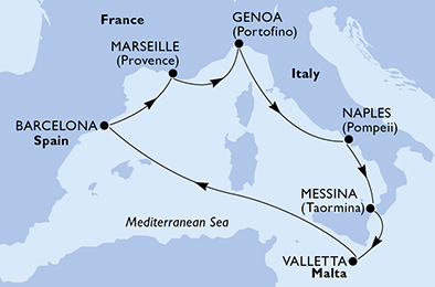 Itinerar plavby lodí - Středomoří plavba lodí