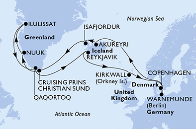 Itinerar plavby lodí - Plavba lodí Nuuk