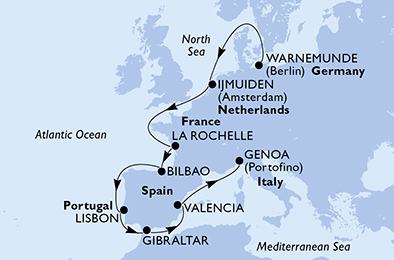 Itinerar plavby lodí - Plavba lodí Lisabon