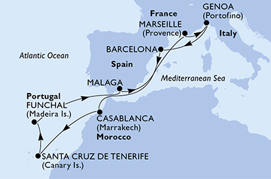 Itinerar plavby lodí - Plavba lodí Funchal