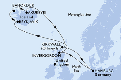Itinerar plavby lodí - Plavba lodí Isafjordur